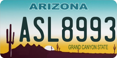 AZ license plate ASL8993