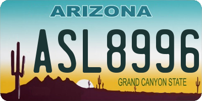 AZ license plate ASL8996