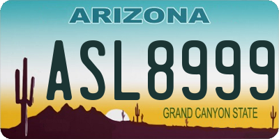 AZ license plate ASL8999