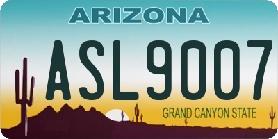 AZ license plate ASL9007
