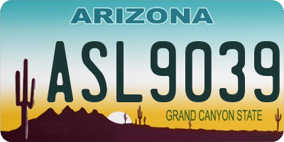 AZ license plate ASL9039