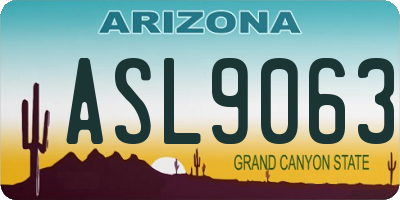 AZ license plate ASL9063