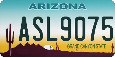 AZ license plate ASL9075