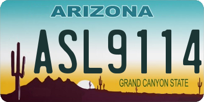 AZ license plate ASL9114