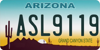 AZ license plate ASL9119