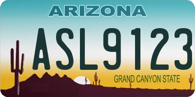AZ license plate ASL9123