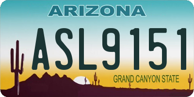 AZ license plate ASL9151