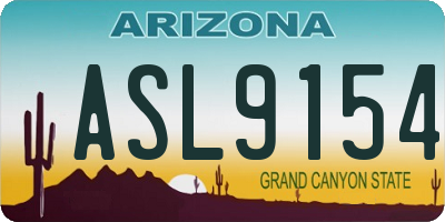 AZ license plate ASL9154