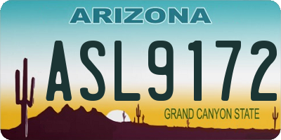 AZ license plate ASL9172