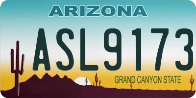 AZ license plate ASL9173