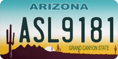 AZ license plate ASL9181
