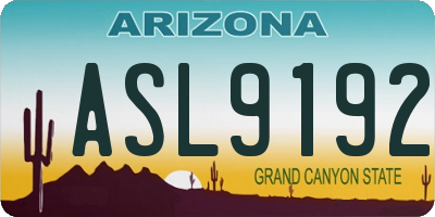AZ license plate ASL9192
