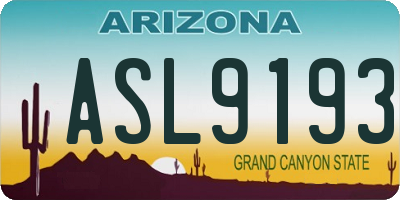 AZ license plate ASL9193