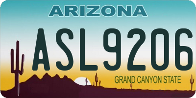 AZ license plate ASL9206