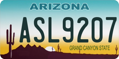 AZ license plate ASL9207