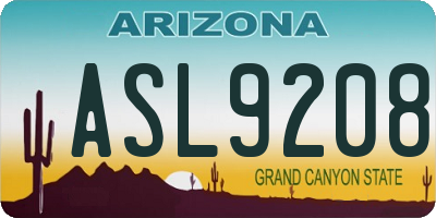 AZ license plate ASL9208