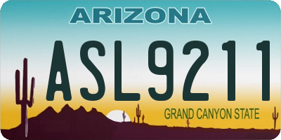 AZ license plate ASL9211