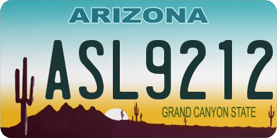 AZ license plate ASL9212