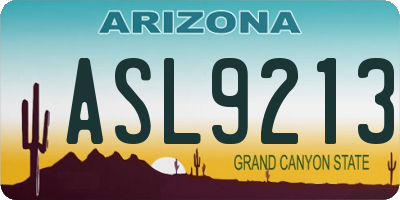 AZ license plate ASL9213