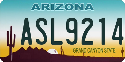 AZ license plate ASL9214