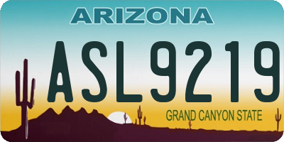 AZ license plate ASL9219