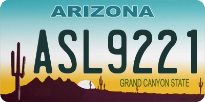 AZ license plate ASL9221