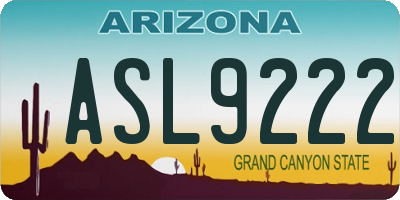 AZ license plate ASL9222