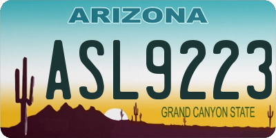 AZ license plate ASL9223