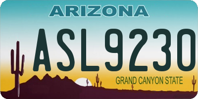 AZ license plate ASL9230