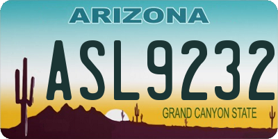 AZ license plate ASL9232