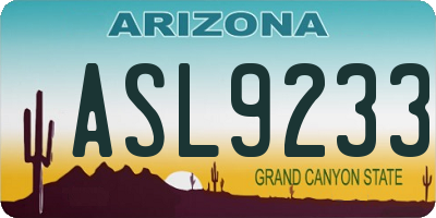 AZ license plate ASL9233