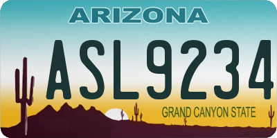 AZ license plate ASL9234