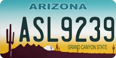 AZ license plate ASL9239