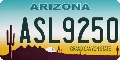 AZ license plate ASL9250