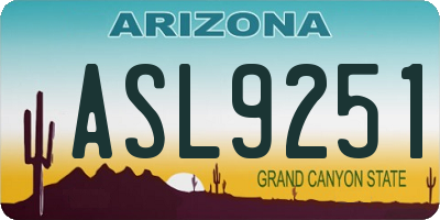 AZ license plate ASL9251