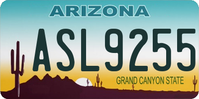 AZ license plate ASL9255
