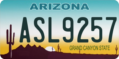 AZ license plate ASL9257