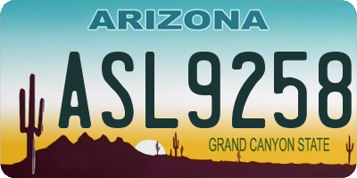 AZ license plate ASL9258