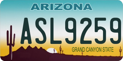 AZ license plate ASL9259