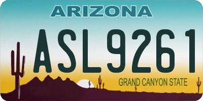 AZ license plate ASL9261