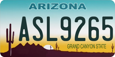 AZ license plate ASL9265