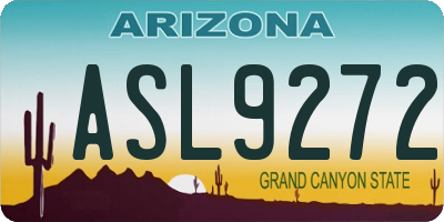 AZ license plate ASL9272