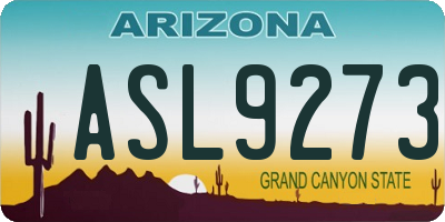 AZ license plate ASL9273