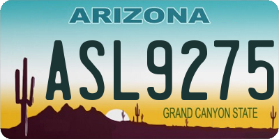 AZ license plate ASL9275
