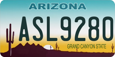 AZ license plate ASL9280