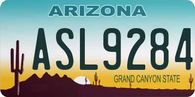 AZ license plate ASL9284
