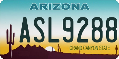 AZ license plate ASL9288