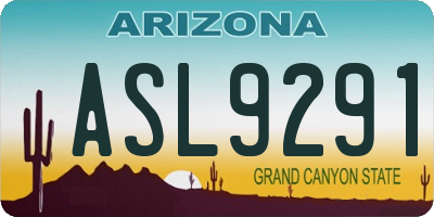 AZ license plate ASL9291
