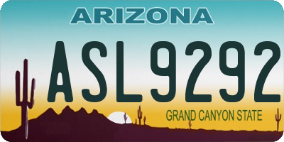 AZ license plate ASL9292