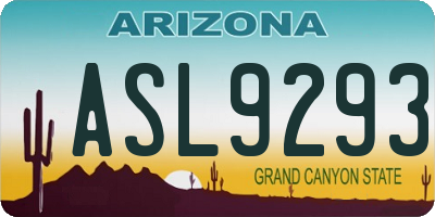 AZ license plate ASL9293